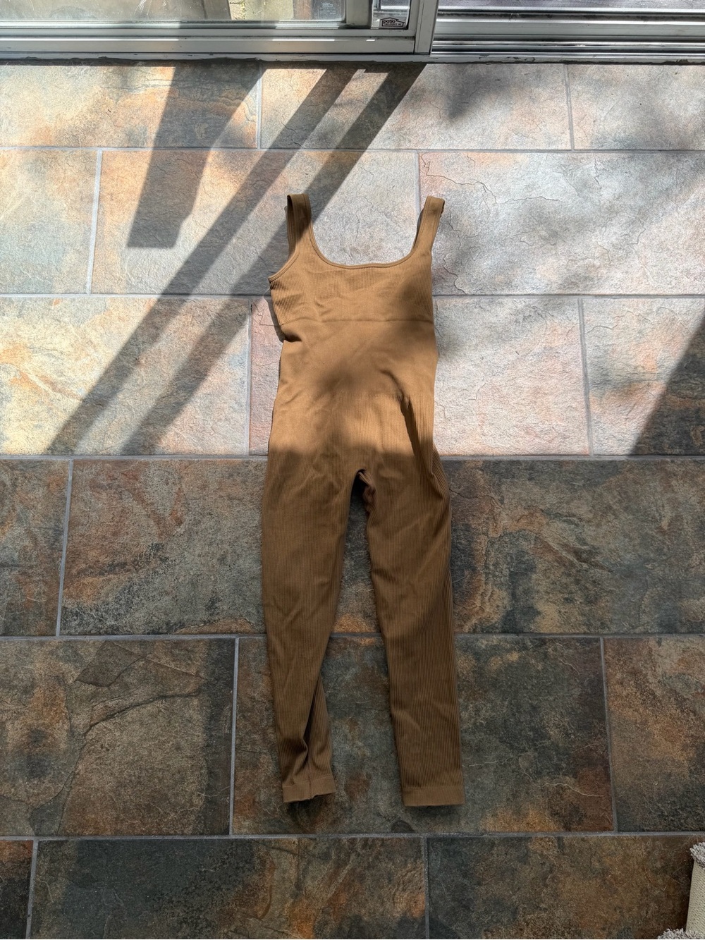 Women’s Scoop-Neck Ribbed Jumpsuit in Brown
